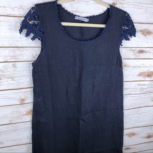 Martina Innocenti floral crochet trim linen dress - Picture 2 of 8